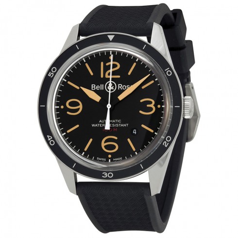 Bell and Ross Sport Heritage Black Dial Black Rubber Men's Watch BR123-HER-SRB watches