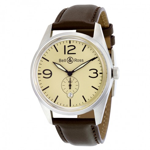 Bell and Ross Vintage Automatic Beige Dial Brown Leather Men's Watch BRV123-BEI-ST-SCA watches