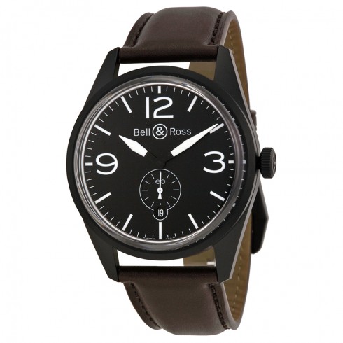Bell and Ross Vintage Automatic Black Dial Black Dial Brown Leather Men's Watch RBRV123-BL-CA-SCA watches