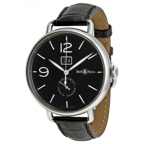 Bell and Ross Vintage Automatic Black Dial Black Leather Men's Watch BLRBRWW190-BL-ST watches