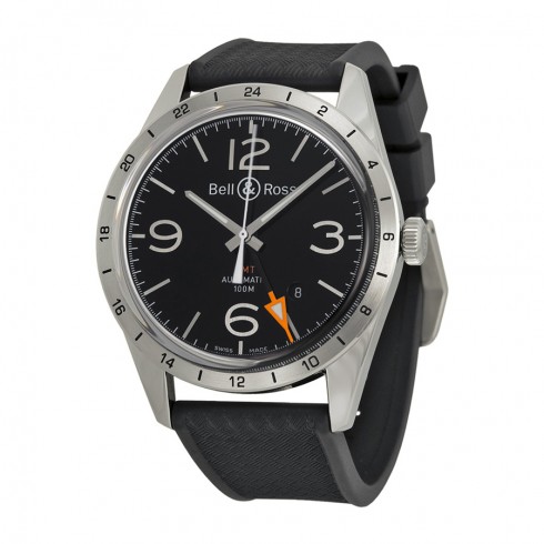Bell and Ross Vintage Black Dial Black Rubber Men's Watch BRV123-BL-GMT-SRB watches