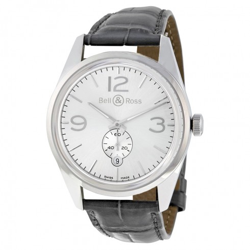 Bell and Ross Vintage Officer Silver Dial GreyLeather Men's Watch BRG123-WH-ST-SCR watches