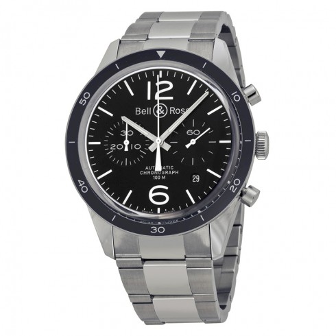 Bell and Ross Vintage Sport Black Chronograph Dial Automatic Men's Watch BRV126-BL-BE-SST watches