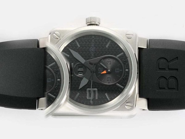 Bell Ross BR01-92 BR01-92-BD-B-V-27 Black Dial Black Rubber Strap Round Watch watches