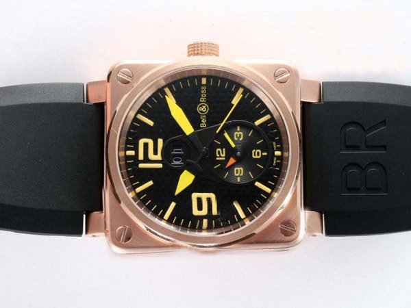 Bell Ross BR01-92 BR01-92-BD-B-V-27 Black Dial Rose Gold Case 46x46mm Watch watches