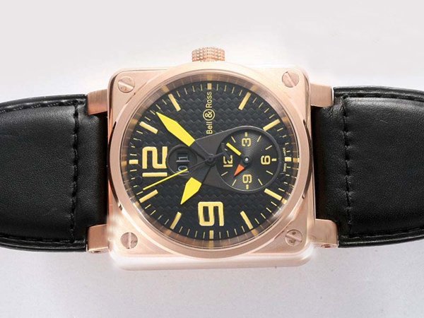 Bell Ross BR01-92 BR01-92-BD-B-V-27 Rose Gold Case Square Black Dial Watch watches