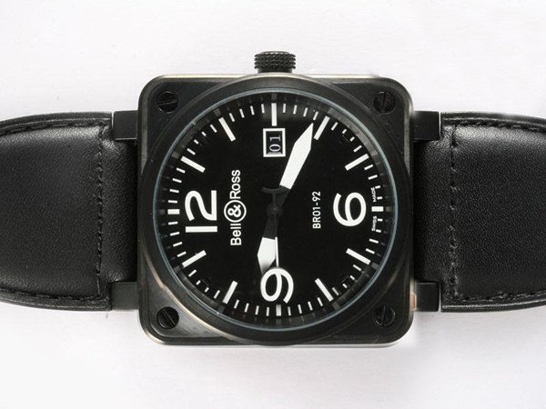 Bell Ross BR01-92 BR01-92 Black Dial Carbon 46x46mm PVD Case Midsize Watch watches
