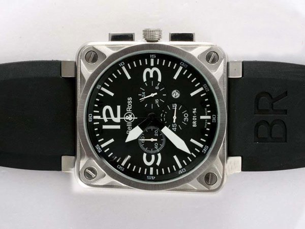 Bell Ross BR01-92 BR01-92 Black Dial Rubber 38x38mm Midsize Stainless Steel Case Watch watches
