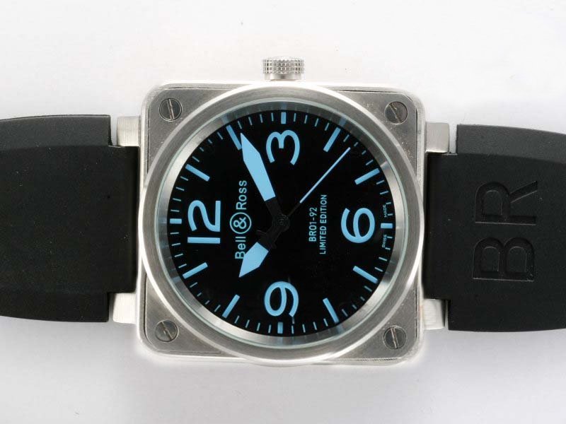 Bell Ross BR01-92 BR01-92 Black Dial Rubber Stainless Steel Bezel Automatic Watch watches