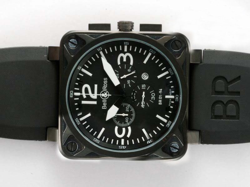 Bell Ross BR01-94 Chronograph BR01-94 Black Black Dial Quartz Chronograph 46x46mm Watch watches