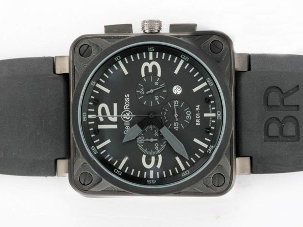 Bell Ross BR01-94 Chronograph BR01-94 Black Dial Carbon Rubber Black Dial 46x46mm Automatic Watch watches
