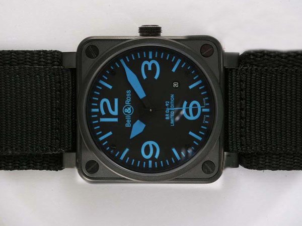 Bell Ross BR01-94 Limited editions BR01-92 Blue 42x42mm Black Nylon Strap Black Dial Watch watches