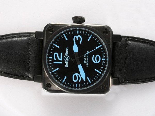 Bell Ross BR01-94 Limited editions BR01-92 Blue Leather 38x38mm PVD Case Midsize Watch watches