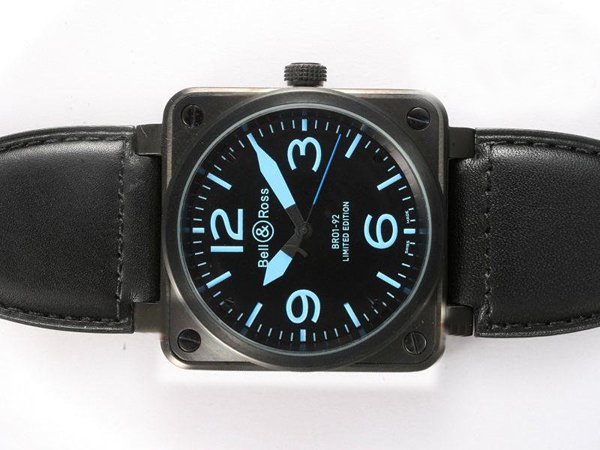 Bell Ross BR01-94 Limited editions BR01-92 Blue Leather 46x46mm PVD Case Black Dial Watch watches
