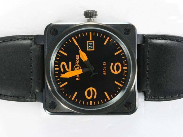 Bell Ross BR01-94 Limited editions BR01-92 Orange Leather Black Dial Square Watch watches