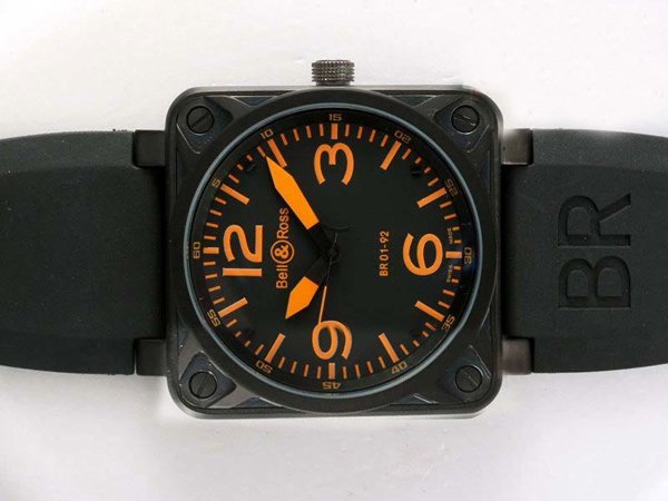 Bell Ross BR01-94 Limited editions BR01-92 Orange Rubber Midsize Black Rubber Strap Square Watch watches
