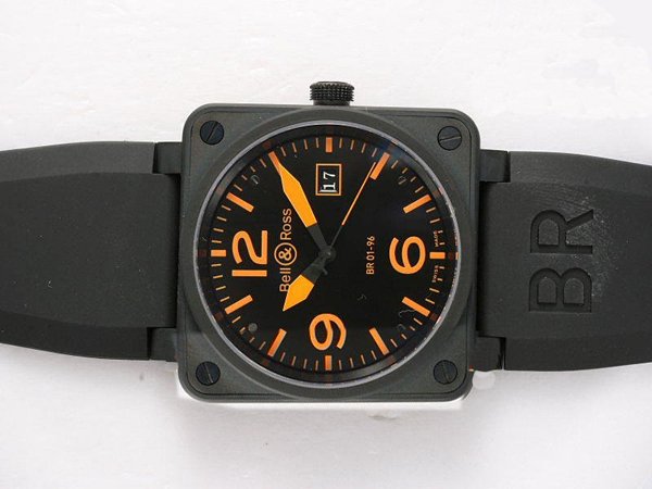 Bell Ross BR01-94 Limited editions BR01-92 Orange Square Black Rubber Strap Black Dial Watch watches