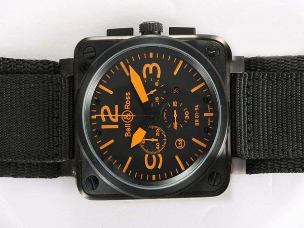 Bell Ross BR01-94 Limited editions BR01-94 Orange Black Dial PVD Bezel Quartz Chronograph Watch watches
