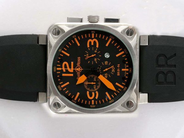 Bell Ross BR01-94 Limited editions BR01-94 Orange Rubber Black Dial Square Quartz Chronograph Watch watches