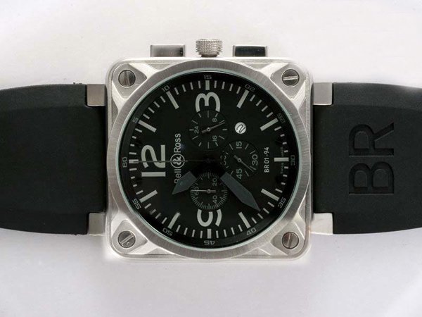 Bell Ross BR01-94 Titanium BR01-94 Titanium Black Midsize Square Quartz Chronograph Watch watches