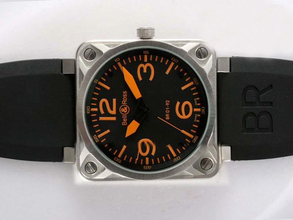 Bell Ross BR01-94 Titanium BR01-94 Titanium Orange 46x46mm Midsize Stainless Steel Case Watch watches