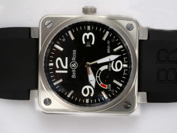 Bell Ross BR01-97 Power Reserve BR01-97 46x46mm Black Rubber Strap Black Dial Watch watches