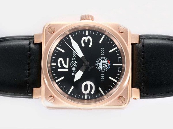 Bell Ross BR01 Gold Carbon BR 01-92 Auto Leather Square Automatic Black Dial Watch watches