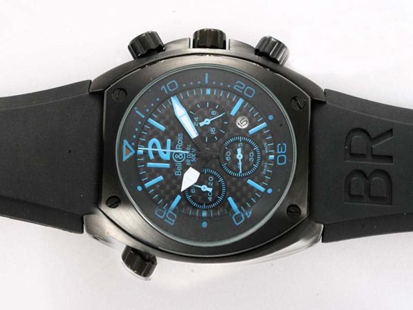 Bell Ross BR02 BR02 Blue Fabric Midsize Hexagonal PVD Case Watch watches