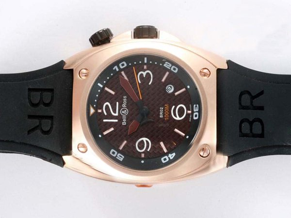 Bell Ross BR02 BR02 Pink Gold Automatic Brown Dial Stainless Steel with Rose Gold Bezel Watch watches