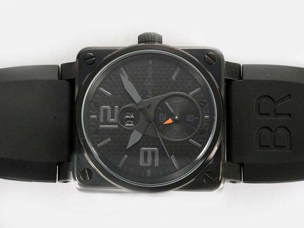 Bell Ross BR03-94 BR 03-51 GMT Black Rubber Strap Stainless Steel Bezel Black Dial Watch watches