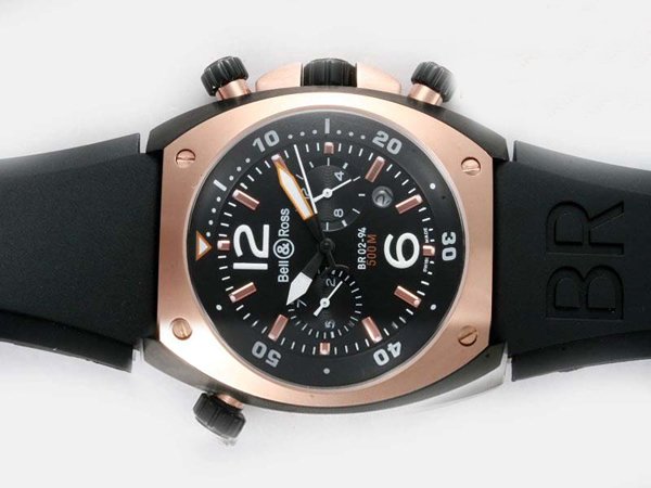 Bell Ross Chronograph BR02-92 Hexagonal Midsize PVD Case Watch watches