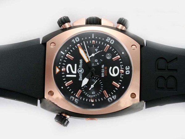 Bell Ross Chronograph BR02-92 Pink PVD Case Black Dial Watch watches