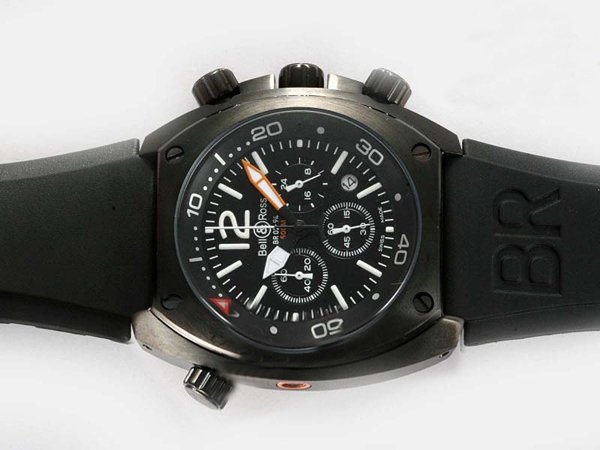 Bell Ross Chronograph BR02-94 Carbon Black Dial Round Quartz Chronograph Watch watches
