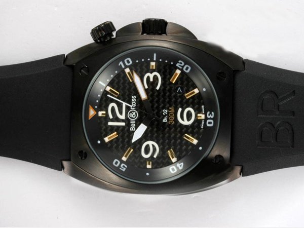Bell Ross Chronograph BR02-94 Midsize Black Rubber Strap Watch watches