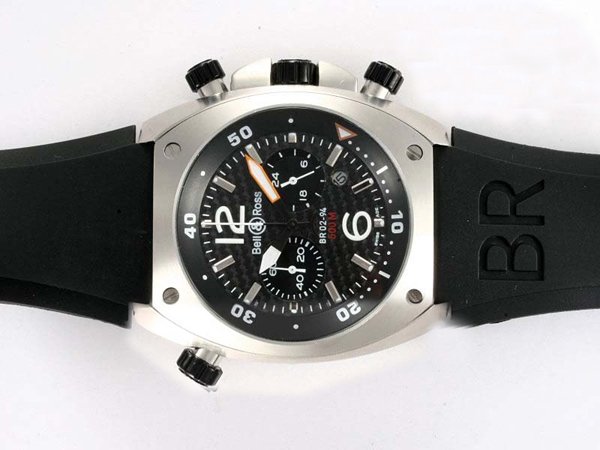 Bell Ross Chronograph BR02-94 Round Quartz Chronograph Black Dial Watch watches
