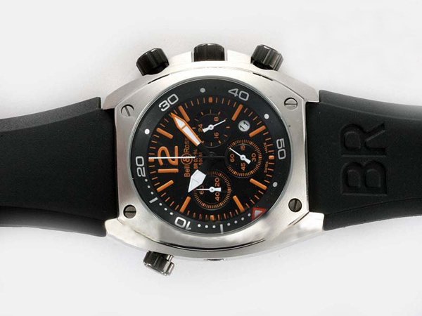 Bell Ross Chronograph BR02-94 Steel 44mm Black Rubber Strap Watch watches