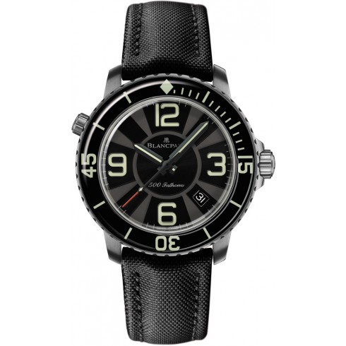 Blancpain 500 Fathoms Automatic Black Dial Canvas Men's Watch 50015-12B30-52B watches