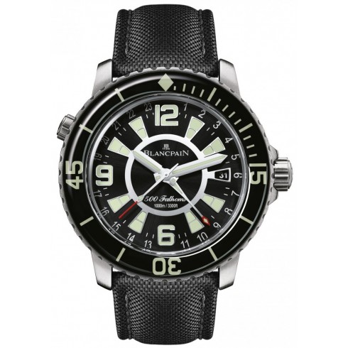 Blancpain 500 Fathoms GMT Automatic Black Dial Canvas Men's Watch 50021-12B30-52B watches