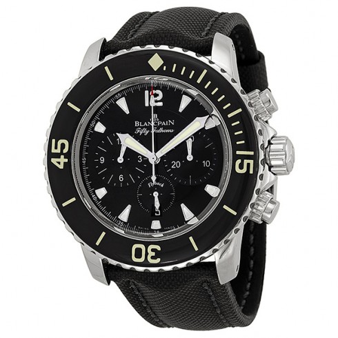 Blancpain Fifty Fathoms Black Dial Flyback Chronograph Black Fabric Strap Men's Watch 5085F-1130-52 watches