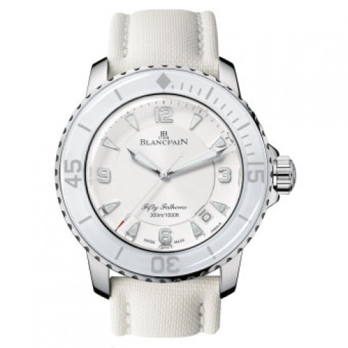 Replica Blancpain Fifty Fathoms White Dial White Fabric Automatic Men's Watch 5015-1127-52 Watch