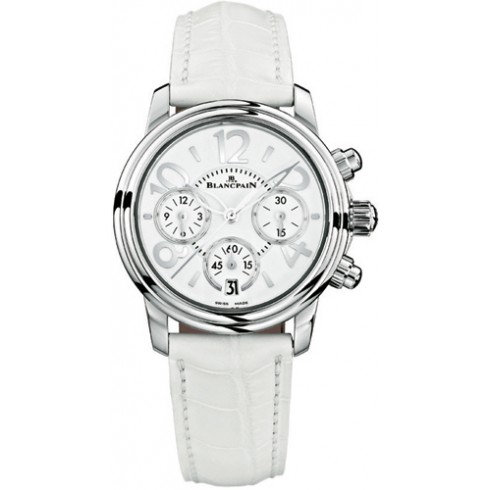Blancpain Flyback Chronograph White Dial Leather Ladies Watch 3485F-1127-97B watches