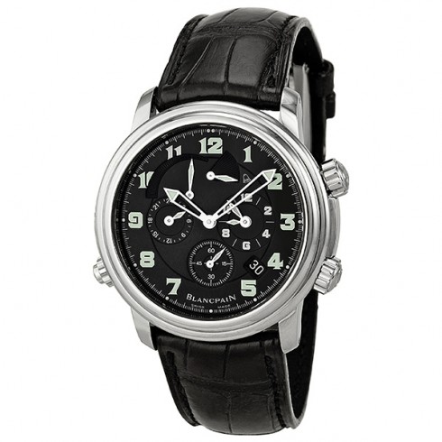 Blancpain Leman Black Dial Chronograph Black Leather Automatic Men's Watch 2041-1130-53B watches