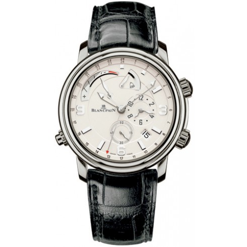 Blancpain Leman Reveil GMT Silver Dial 18kt White Gold Black Leather Men's Watch 2841-1542-53B watches