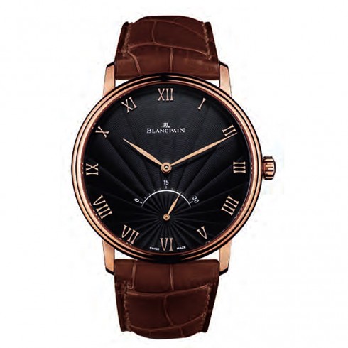 Blancpain Villeret Black Dial 18kt Rose Gold Brown Leather Automatic Men's Watch 6653-3630-55B watches
