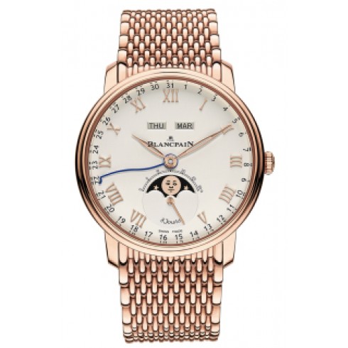 Blancpain Villeret Complete Calendar 8 Days Silver Dial 18K Rose Gold Automatic Men's Watch 6639-3642-MMB watches