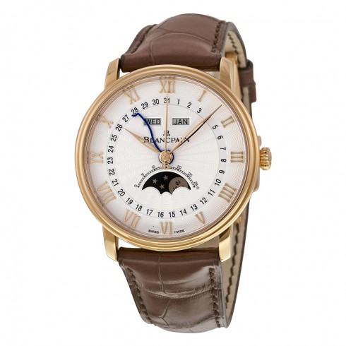 Blancpain Villeret Moonphase & Complete Calendar Automatic Oplaine Dial Brown Leather Men's Watch 6664-3642-55B watches