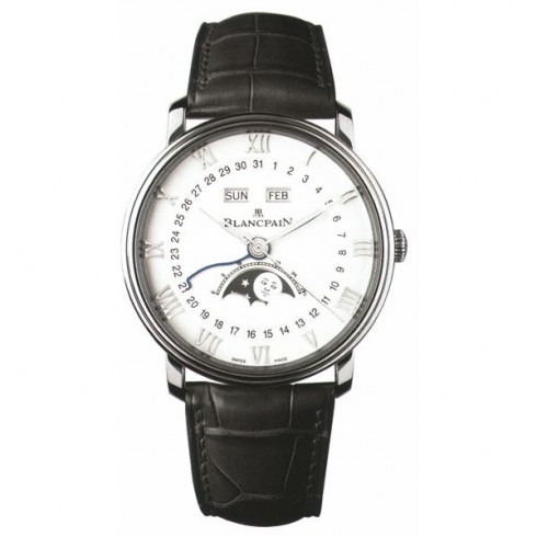 Blancpain Villeret Moonphase White Dial Stainless Steel Black Leather Men's Watch 6654-1127-55B watches