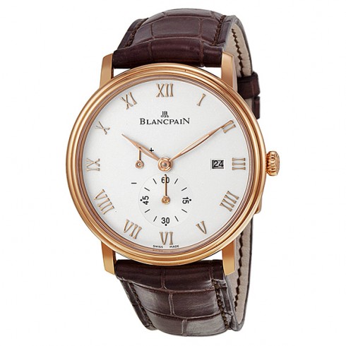 Blancpain Villeret Silver Dial 18kt Rose Gold Brown Leather Men's Watch 6606-3642-55B watches