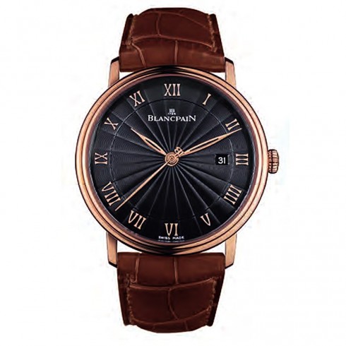 Blancpain Villeret Ultra Slim Black Dial 18kt Rose Gold Crocodile Leather Men's Watch 6651-3630-55B watches
