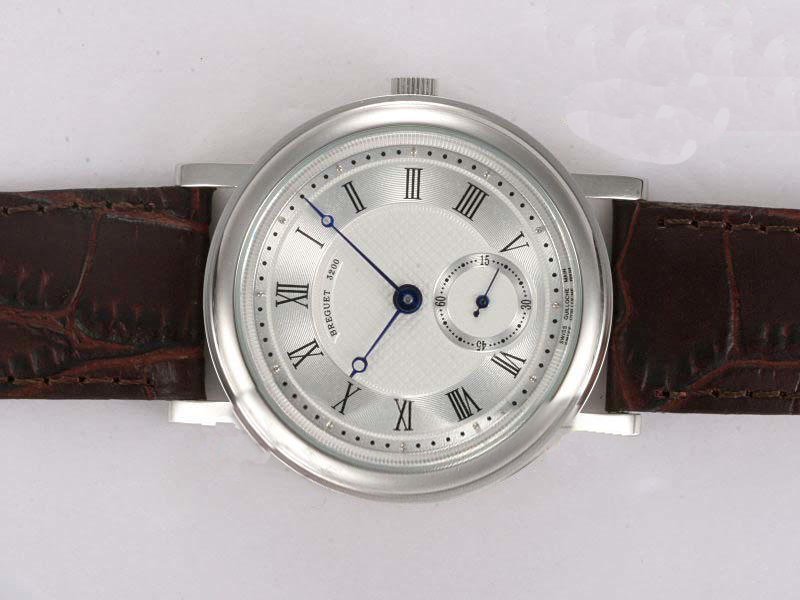 Breguet Classique 5907BB12984 White Dial Brown Crocodile Leather Strap Stainless Steel Bezel Watch watches